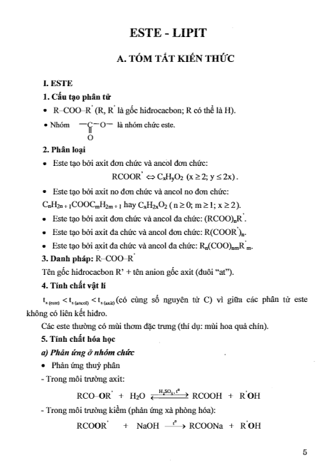 Tóm tắt lý thuyết và hướng dẫn giải các dạng bài tập este - lipit - THI247.com